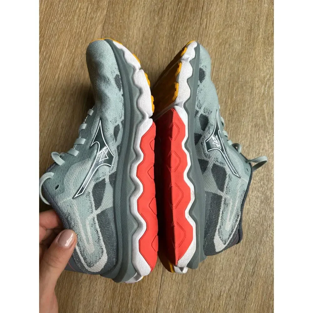 Mizuno Wave Horizon 7 Running Shoes Lead Nickel Gray Orange Stability Sneaker
